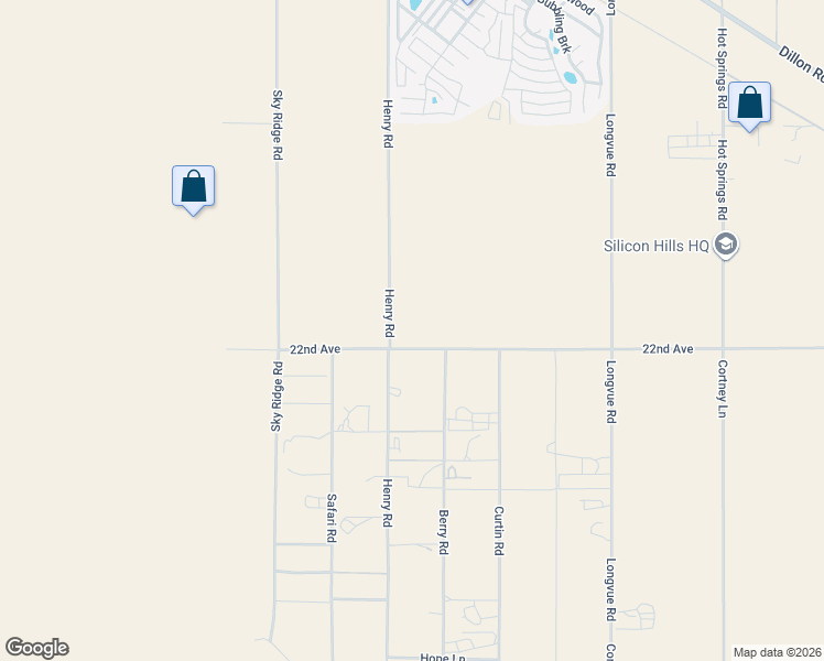 map of restaurants, bars, coffee shops, grocery stores, and more near 22098 Henry Road in Desert Hot Springs