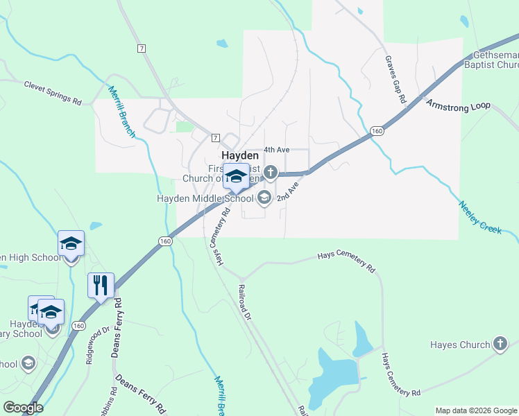 map of restaurants, bars, coffee shops, grocery stores, and more near 310 2nd Avenue in Hayden