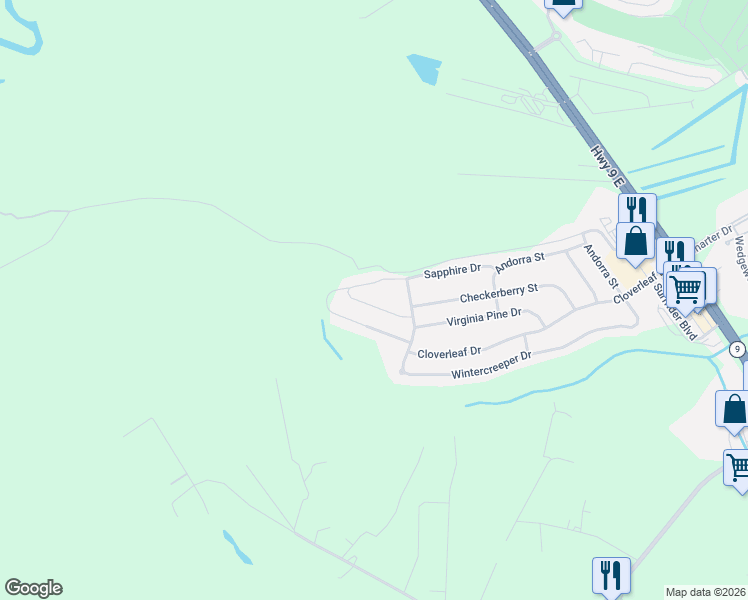 map of restaurants, bars, coffee shops, grocery stores, and more near 1801 Sapphire Drive in Longs