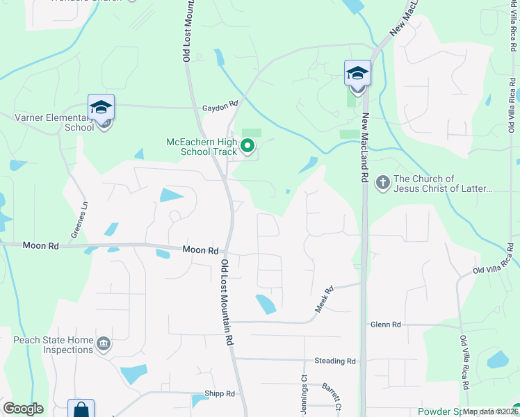 map of restaurants, bars, coffee shops, grocery stores, and more near 2651 Old Lost Mountain Rd in Powder Springs
