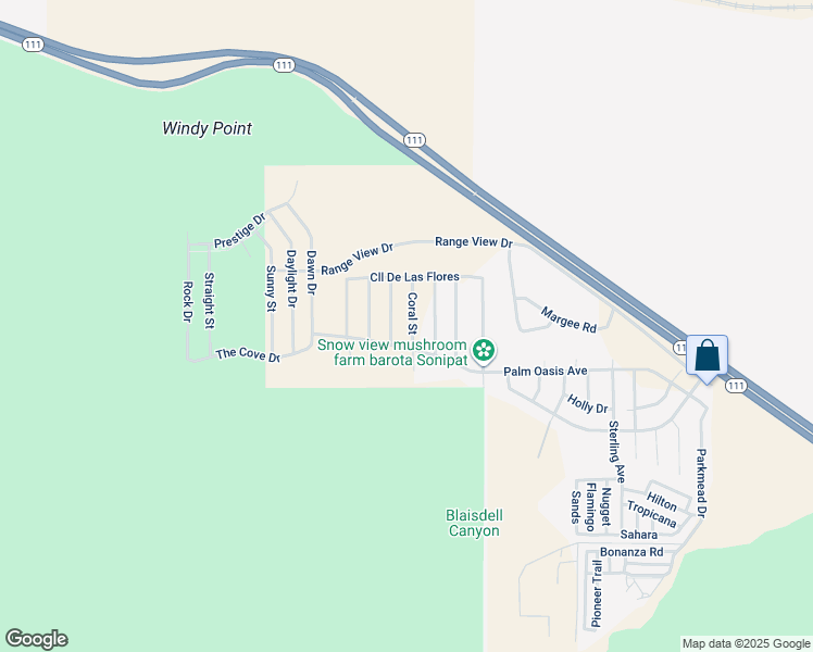 map of restaurants, bars, coffee shops, grocery stores, and more near 15872 Coral Street in Palm Springs