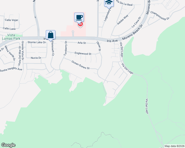 map of restaurants, bars, coffee shops, grocery stores, and more near 15869 Oliver Street in Moreno Valley