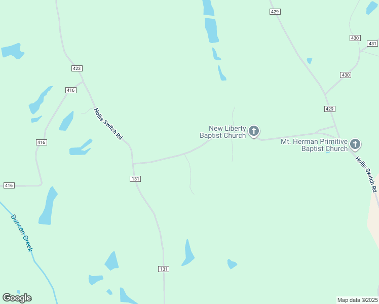 map of restaurants, bars, coffee shops, grocery stores, and more near Hollis Switch Road in Vardaman
