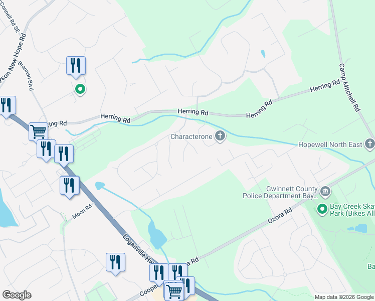 map of restaurants, bars, coffee shops, grocery stores, and more near 635 Middleton Place in Grayson
