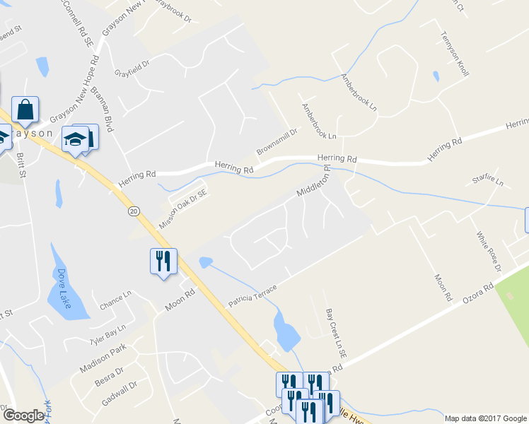 map of restaurants, bars, coffee shops, grocery stores, and more near 486 Middleton Place in Grayson