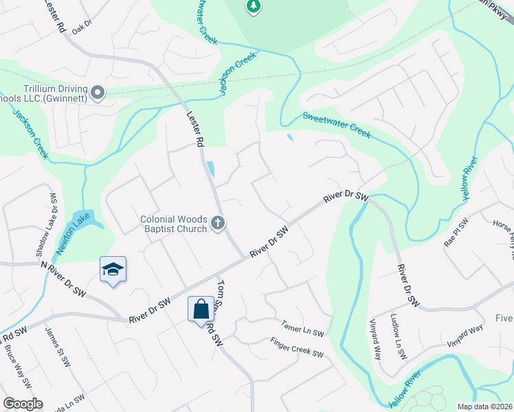map of restaurants, bars, coffee shops, grocery stores, and more near 381 Princeton Way in Lawrenceville