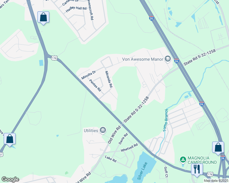 map of restaurants, bars, coffee shops, grocery stores, and more near 124 Miranda Road in West Columbia