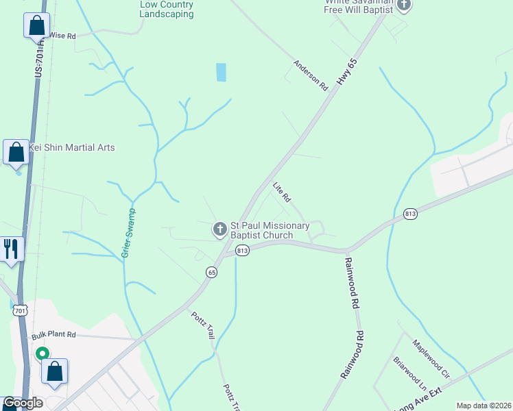 map of restaurants, bars, coffee shops, grocery stores, and more near 3579 State Highway 65 in Conway