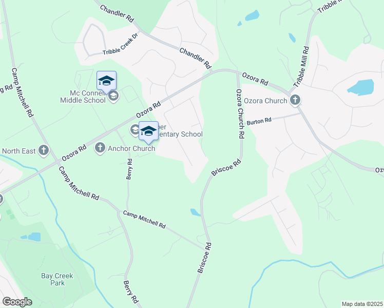 map of restaurants, bars, coffee shops, grocery stores, and more near 3005 Parks Run in Loganville