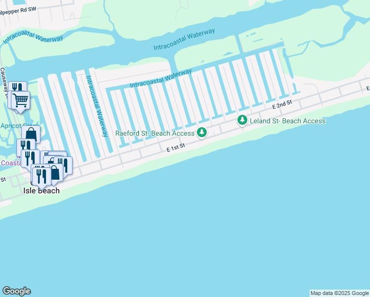 map of restaurants, bars, coffee shops, grocery stores, and more near Lagrange Street in Ocean Isle Beach