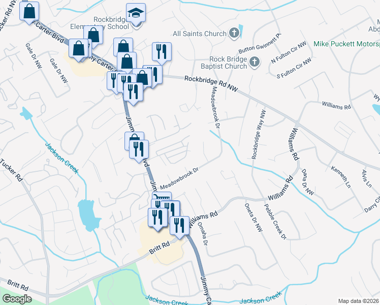 map of restaurants, bars, coffee shops, grocery stores, and more near 924 Chippendale Lane in Norcross