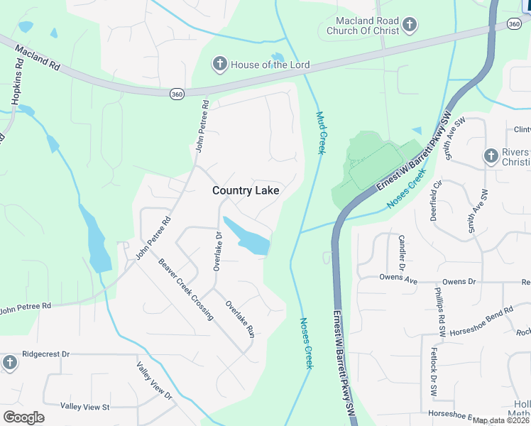 map of restaurants, bars, coffee shops, grocery stores, and more near 2443 Country Lake Lane in Powder Springs
