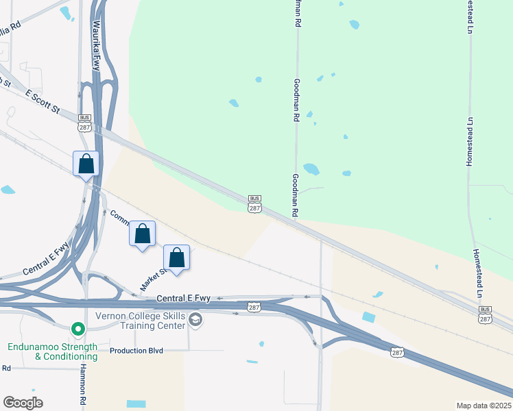 map of restaurants, bars, coffee shops, grocery stores, and more near East Scott Street in Wichita Falls