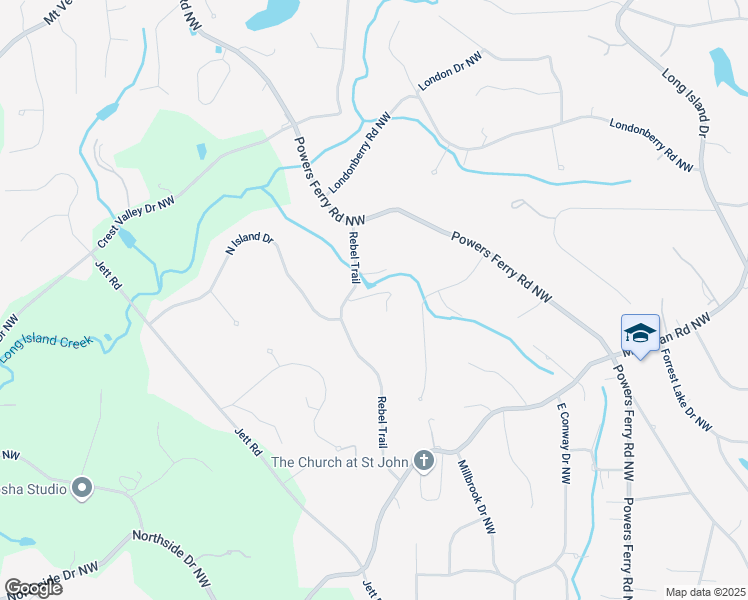 map of restaurants, bars, coffee shops, grocery stores, and more near 4975 Rebel Trail in Atlanta