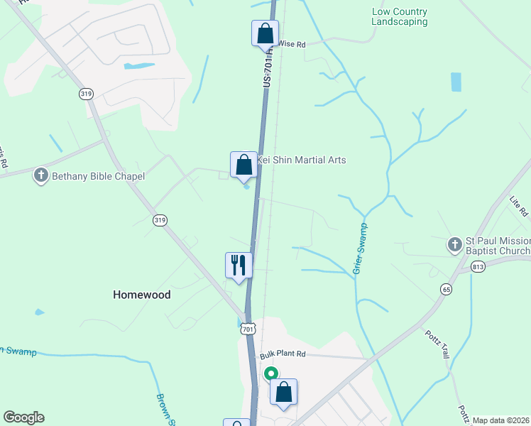 map of restaurants, bars, coffee shops, grocery stores, and more near 3230 Old Nelson Road in Conway