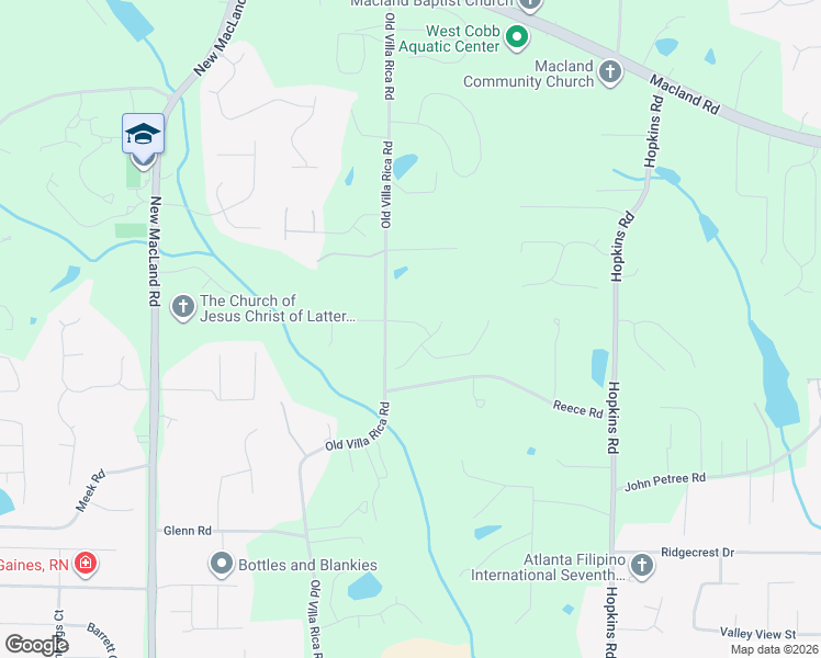 map of restaurants, bars, coffee shops, grocery stores, and more near 3889 Reece Farms Drive in Powder Springs