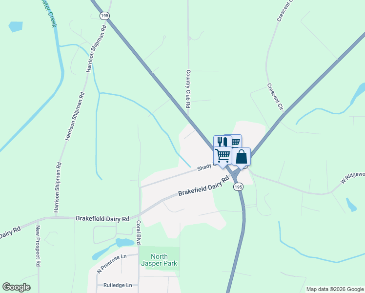 map of restaurants, bars, coffee shops, grocery stores, and more near 88 Sunshine Drive in Jasper