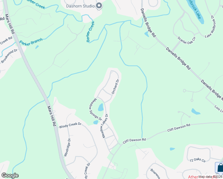 map of restaurants, bars, coffee shops, grocery stores, and more near 1717 Orchard Drive in Watkinsville