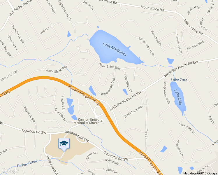 map of restaurants, bars, coffee shops, grocery stores, and more near 2403 Waterscape Trail in Snellville