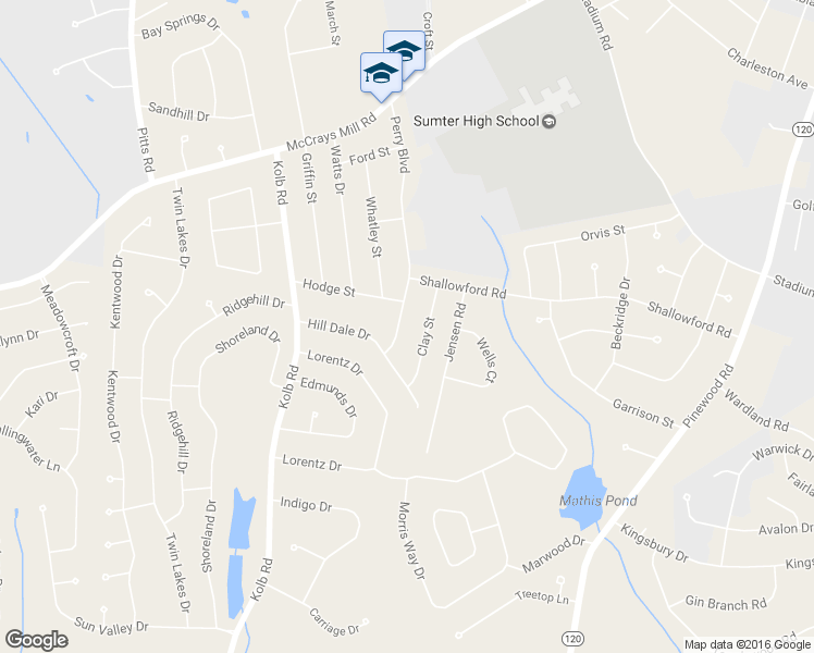 map of restaurants, bars, coffee shops, grocery stores, and more near 913 Perry Boulevard in Sumter