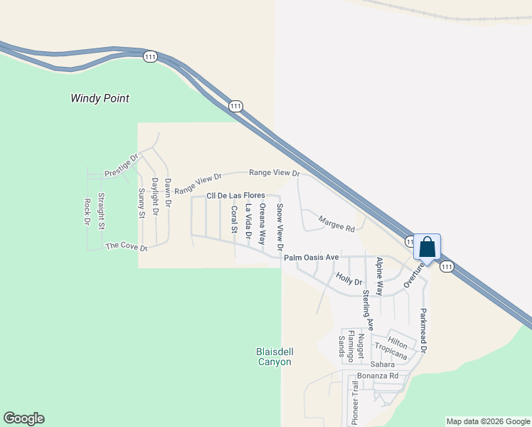map of restaurants, bars, coffee shops, grocery stores, and more near 15821 Oreana Way in Palm Springs