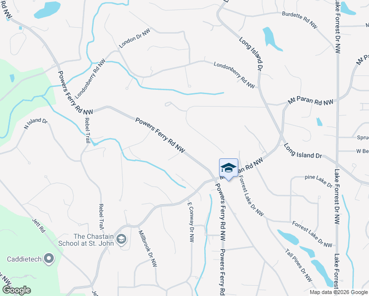 map of restaurants, bars, coffee shops, grocery stores, and more near 4941 Powers Ferry Road Northwest in Atlanta