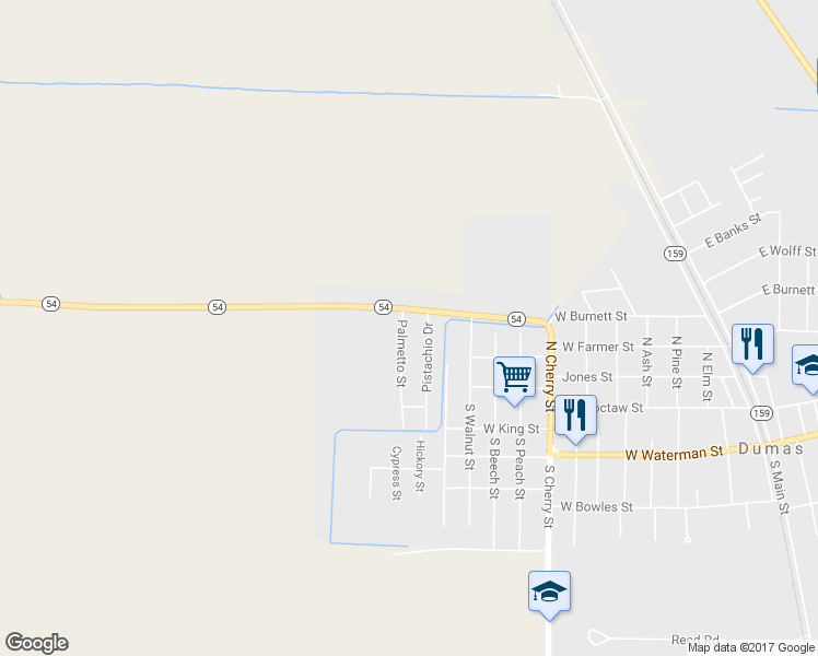 map of restaurants, bars, coffee shops, grocery stores, and more near 109 Palmetto Street in Dumas