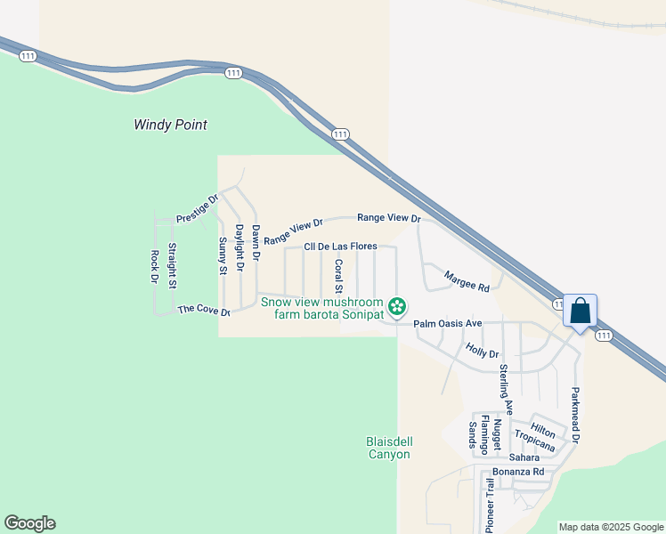 map of restaurants, bars, coffee shops, grocery stores, and more near 15809 Coral Street in Palm Springs