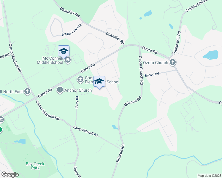 map of restaurants, bars, coffee shops, grocery stores, and more near 3005 Parks Run in Loganville