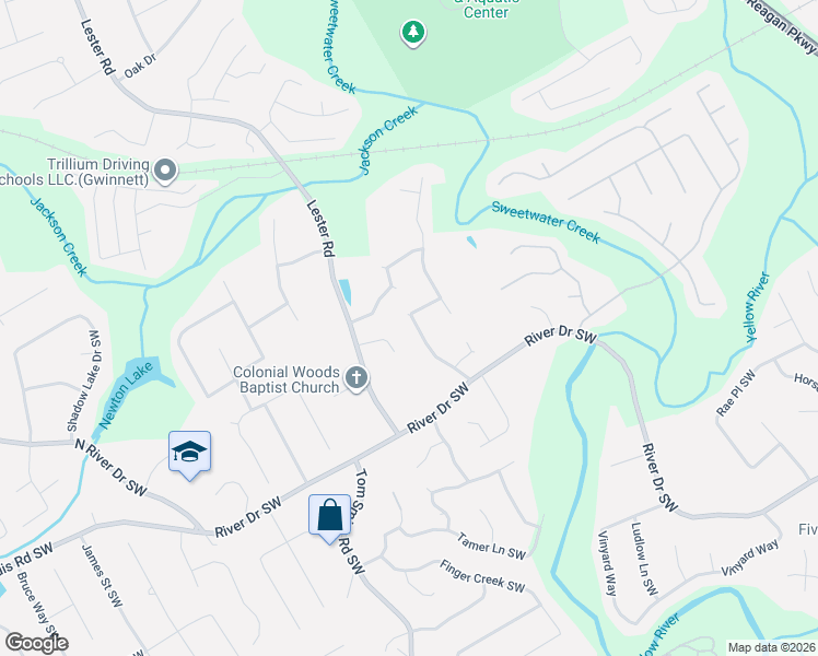 map of restaurants, bars, coffee shops, grocery stores, and more near 381 Princeton Way in Lawrenceville