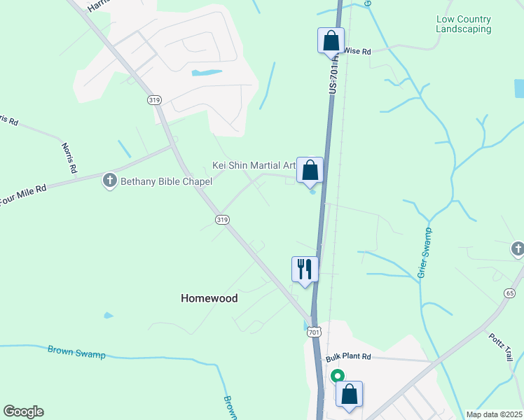 map of restaurants, bars, coffee shops, grocery stores, and more near 3472 Eric's Lane in Conway