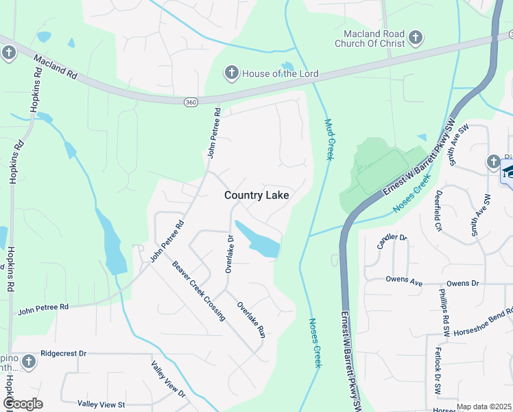 map of restaurants, bars, coffee shops, grocery stores, and more near 2537 Country Lake Circle in Powder Springs