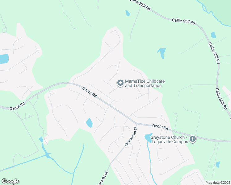 map of restaurants, bars, coffee shops, grocery stores, and more near 1383 Victoria Place Court in Loganville