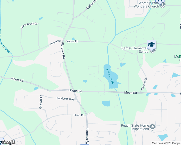 map of restaurants, bars, coffee shops, grocery stores, and more near 5125 Olive Branch Circle in Powder Springs
