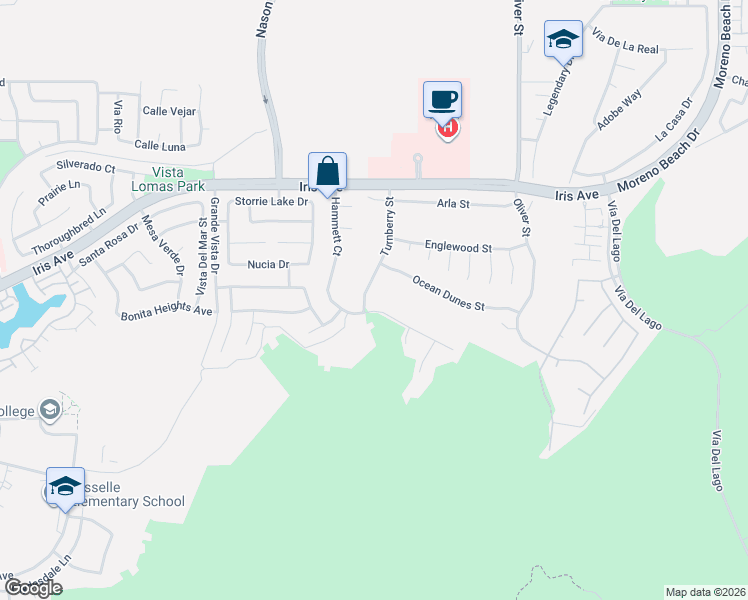 map of restaurants, bars, coffee shops, grocery stores, and more near 15798 Turnberry Street in Moreno Valley
