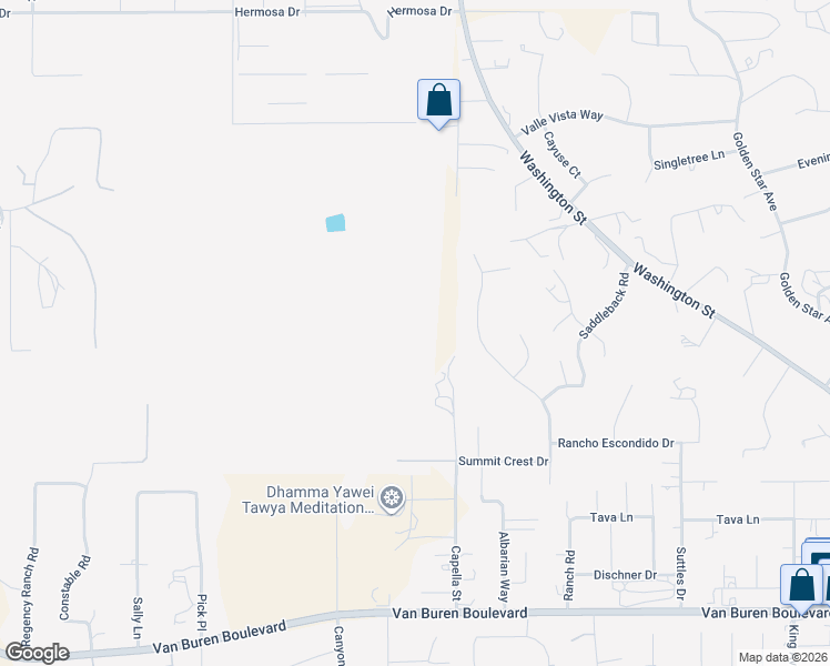 map of restaurants, bars, coffee shops, grocery stores, and more near 15980 Summit Crest Drive in Riverside