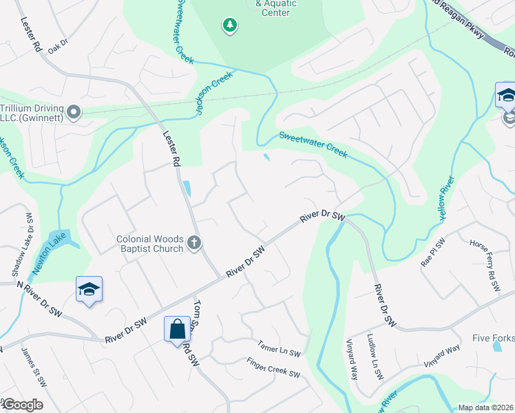 map of restaurants, bars, coffee shops, grocery stores, and more near 367 Shire Way in Lawrenceville