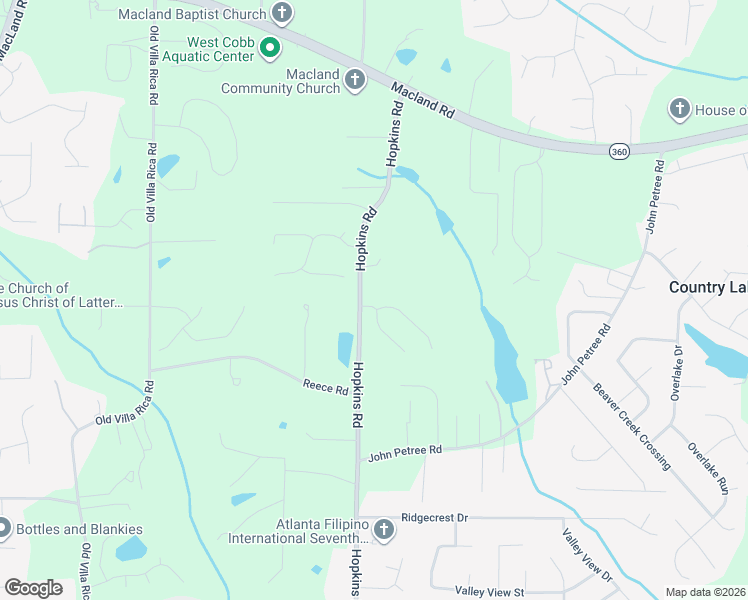 map of restaurants, bars, coffee shops, grocery stores, and more near 2571 Adams Park Lane in Powder Springs