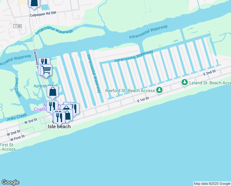 map of restaurants, bars, coffee shops, grocery stores, and more near 6 Richmond Street in Ocean Isle Beach