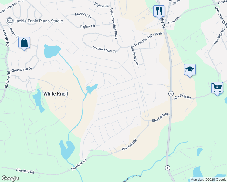 map of restaurants, bars, coffee shops, grocery stores, and more near 2244 Trakand Drive in Lexington
