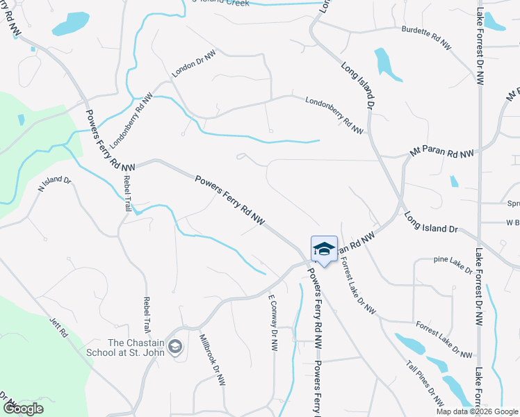 map of restaurants, bars, coffee shops, grocery stores, and more near 4941 Powers Ferry Road Northwest in Atlanta