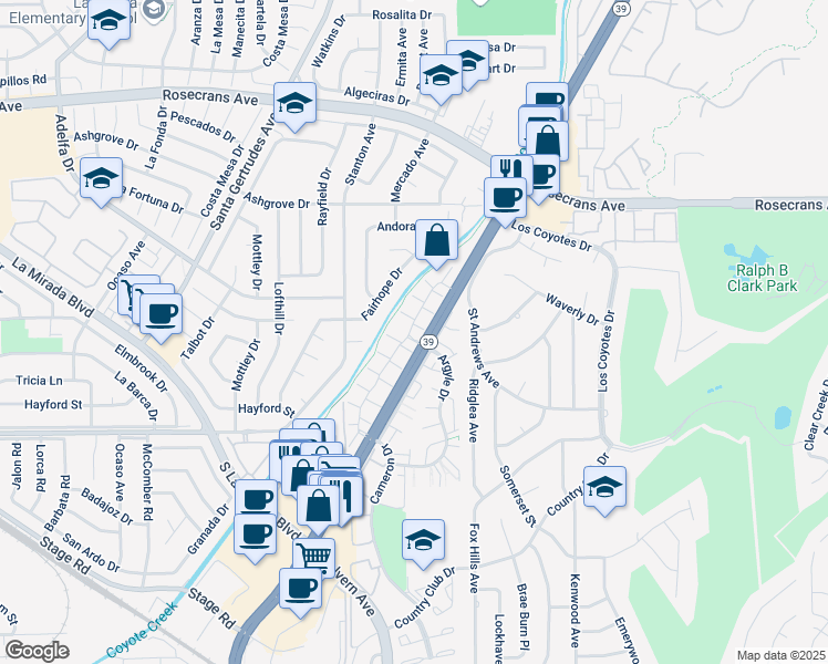 map of restaurants, bars, coffee shops, grocery stores, and more near 4733 Durango Drive in Buena Park
