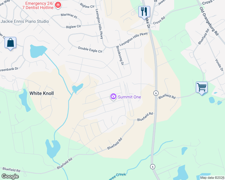 map of restaurants, bars, coffee shops, grocery stores, and more near 1953 Cold Rocks Way in Lexington