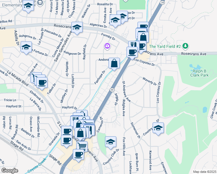 map of restaurants, bars, coffee shops, grocery stores, and more near 4733 Durango Drive in Buena Park