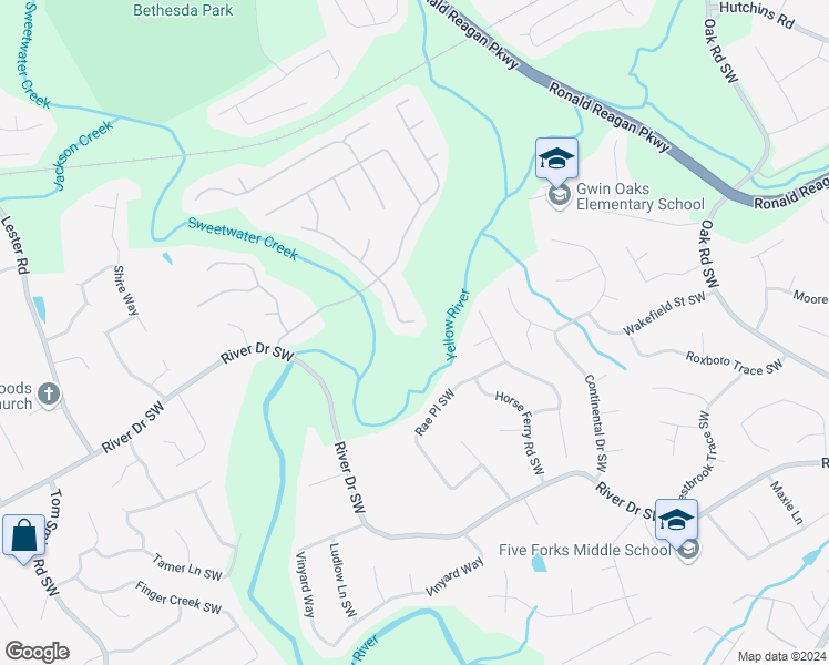 map of restaurants, bars, coffee shops, grocery stores, and more near 497 Connemara Crossing in Lawrenceville