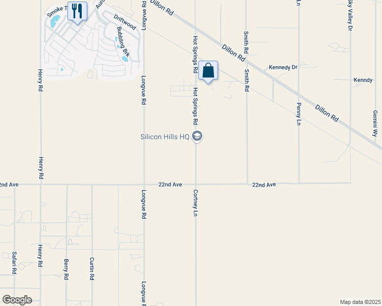 map of restaurants, bars, coffee shops, grocery stores, and more near 21450 1/2 Hot Springs Road in Desert Hot Springs