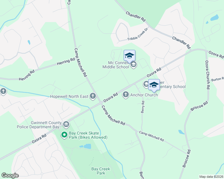 map of restaurants, bars, coffee shops, grocery stores, and more near 432 Ozora Road in Loganville