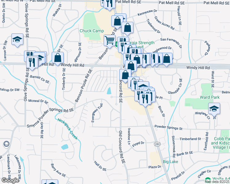 map of restaurants, bars, coffee shops, grocery stores, and more near 144 Still Pine Bend in Smyrna