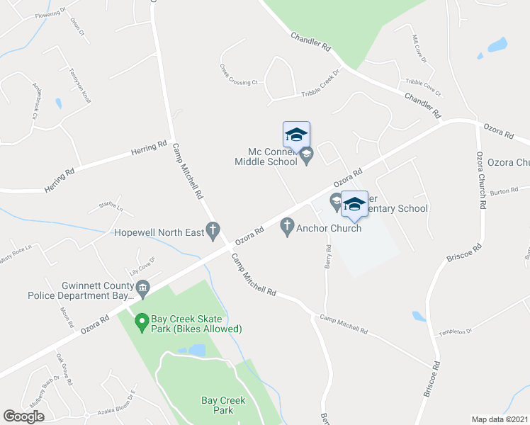 map of restaurants, bars, coffee shops, grocery stores, and more near 432 Ozora Road in Loganville