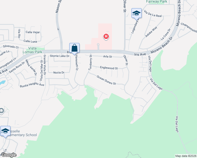 map of restaurants, bars, coffee shops, grocery stores, and more near 27230 Hammett Court in Moreno Valley